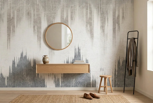 Papel tapiz Estalactitas Texturados instalado en un recibidor de estilo nórdico