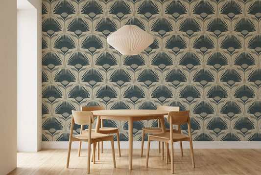 Papel tapiz Flora Deco instalado en un comedor luminoso