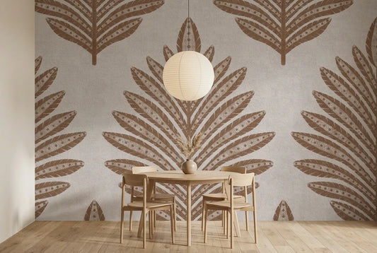 Papel tapiz Follaje Choco instalado en un comedor luminoso
