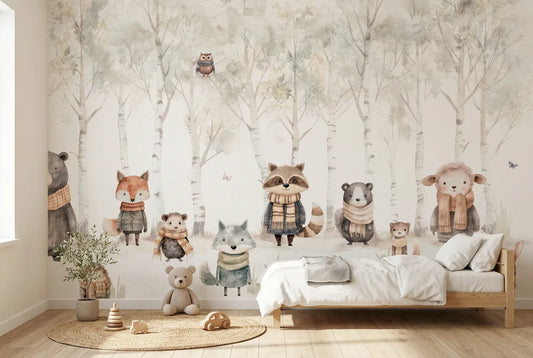 Papel tapiz Forêt instalado en una habitación infantil