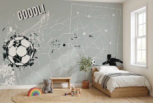 Papel tapiz Gol Urbano instalado en una habitación infantil