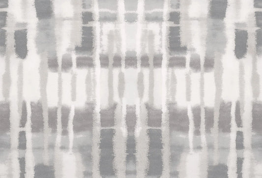 Papel tapiz abstracto con cuadrícula difuminada en tonos gris y blanco de efecto acuarela texturada.