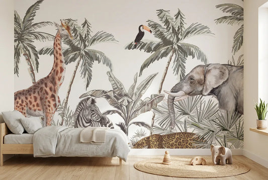 Papel tapiz Kenia instalado en una habitación infantil