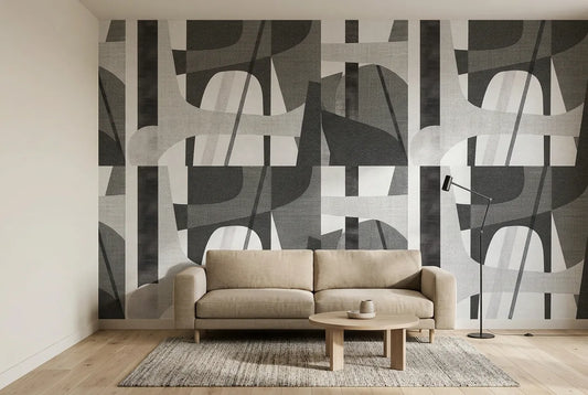 Papel tapiz Kerry instalado en una sala de estar minimalista