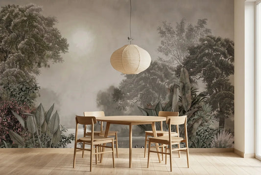 Papel tapiz Les Rives instalado en un comedor luminoso