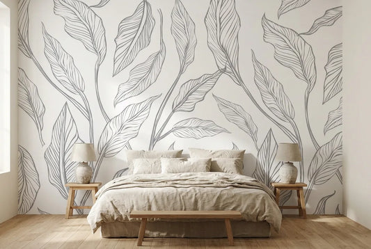 Papel tapiz Liberty instalado en un dormitorio sereno
