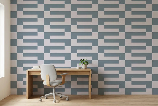 Papel tapiz Modular Retro instalado en un espacio de trabajo en casa