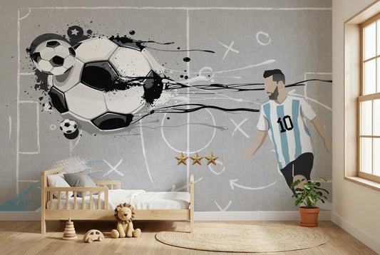Papel tapiz Mundial Campeón instalado en una habitación infantil