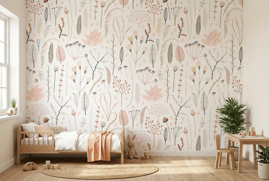 Papel tapiz Olivia instalado en una habitación infantil