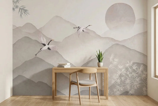 Papel tapiz Osaka instalado en un espacio de trabajo en casa