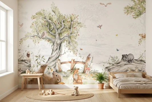Papel tapiz Parquecito instalado en una habitación infantil