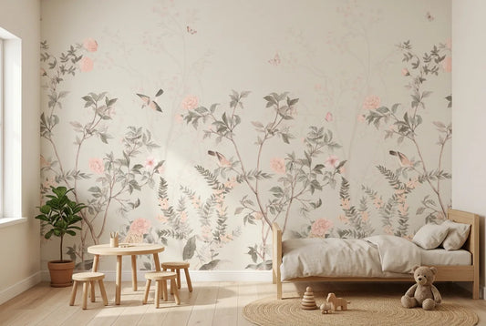 Papel tapiz Pekín instalado en una habitación infantil