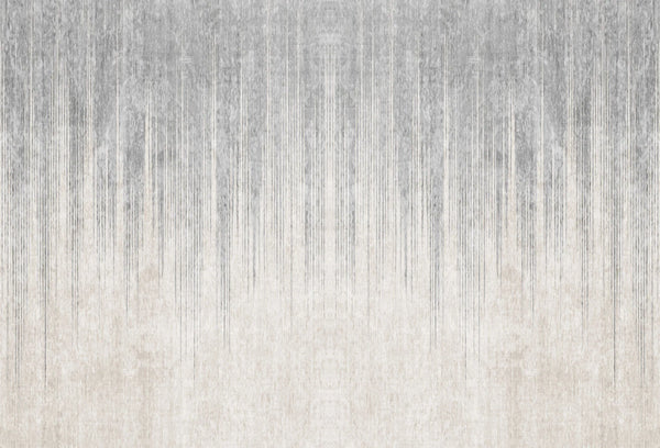 Papel tapiz Piove con líneas verticales degradadas en tonos gris y beige sobre textura