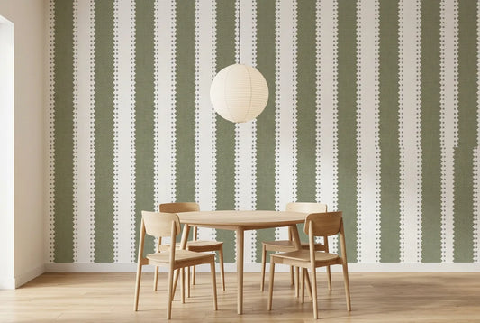 Papel tapiz Pradera instalado en un comedor luminoso