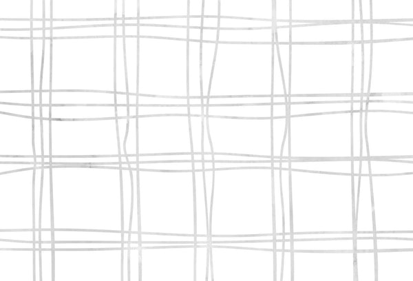 Papel tapiz de cuadrícula orgánica con líneas delgadas gris claro sobre fondo blanco brillante.