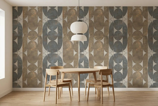 Papel tapiz Retro Siena Empapelados y Patrones instalado en un comedor luminoso