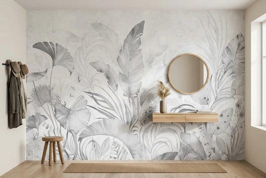 Papel tapiz Richmond Gris instalado en un recibidor de estilo nórdico