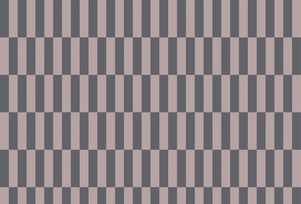 Papel tapiz con patrón geométrico de bloques verticales en gris grafito y rosa empolvado