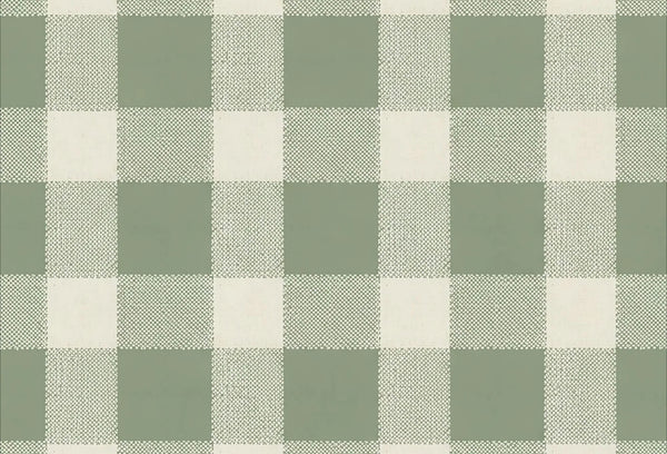 Papel tapiz con patrón de cuadros vichy en tono verde salvia y blanco marfil con textura textil.