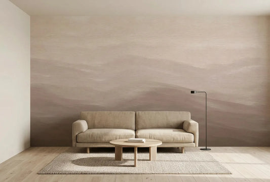 Papel tapiz Sand Dunes instalado en una sala de estar minimalista