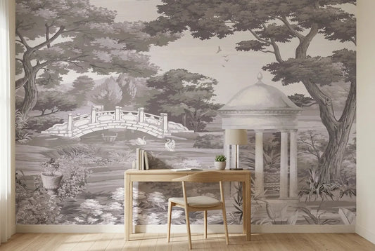 Papel tapiz Shangrila instalado en un espacio de trabajo en casa