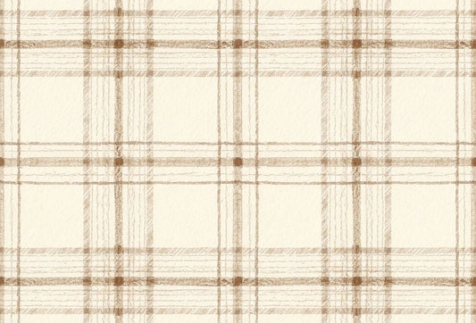 Papel tapiz con diseño de tartán a cuadros en tonos beige, arena y crema con textura suave