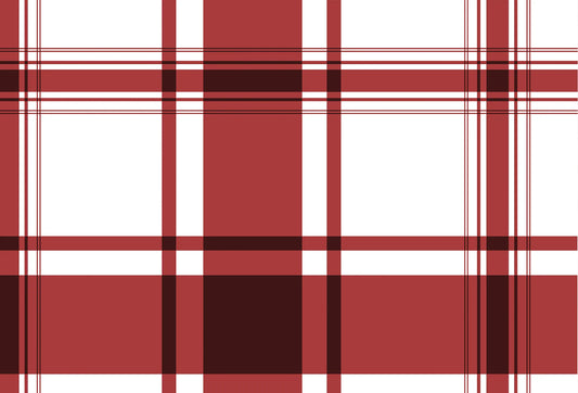 Papel tapiz con diseño de patrón tartán clásico en líneas rojas borgoña y blanco