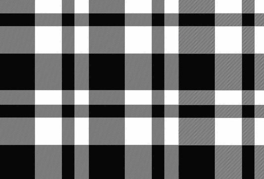 Papel tapiz con patrón de cuadros tartán escocés en contraste blanco y negro para pared.