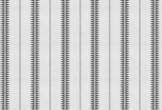 Papel tapiz con patrón de líneas verticales y triángulos geométricos en gris carbón sobre fondo claro texturizado