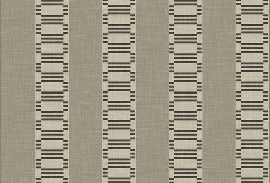 Papel tapiz con diseño geométrico lineal en tonos beige y taupe con textura de lino