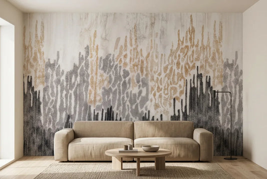Papel tapiz Tempo instalado en una sala de estar minimalista