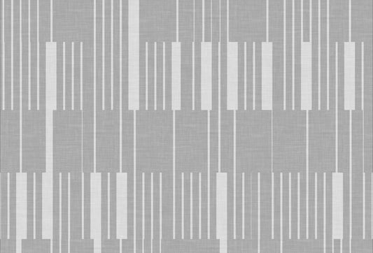Papel tapiz con líneas geométricas verticales y bloques en tonos gris claro y blanco