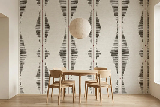Papel tapiz Trazos Étnicos instalado en un comedor luminoso