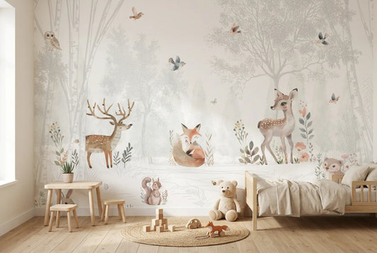 Papel tapiz Woodstock instalado en una habitación infantil