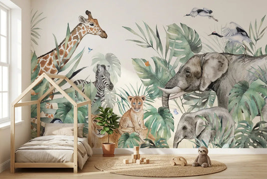 Papel tapiz Zambia instalado en una habitación infantil